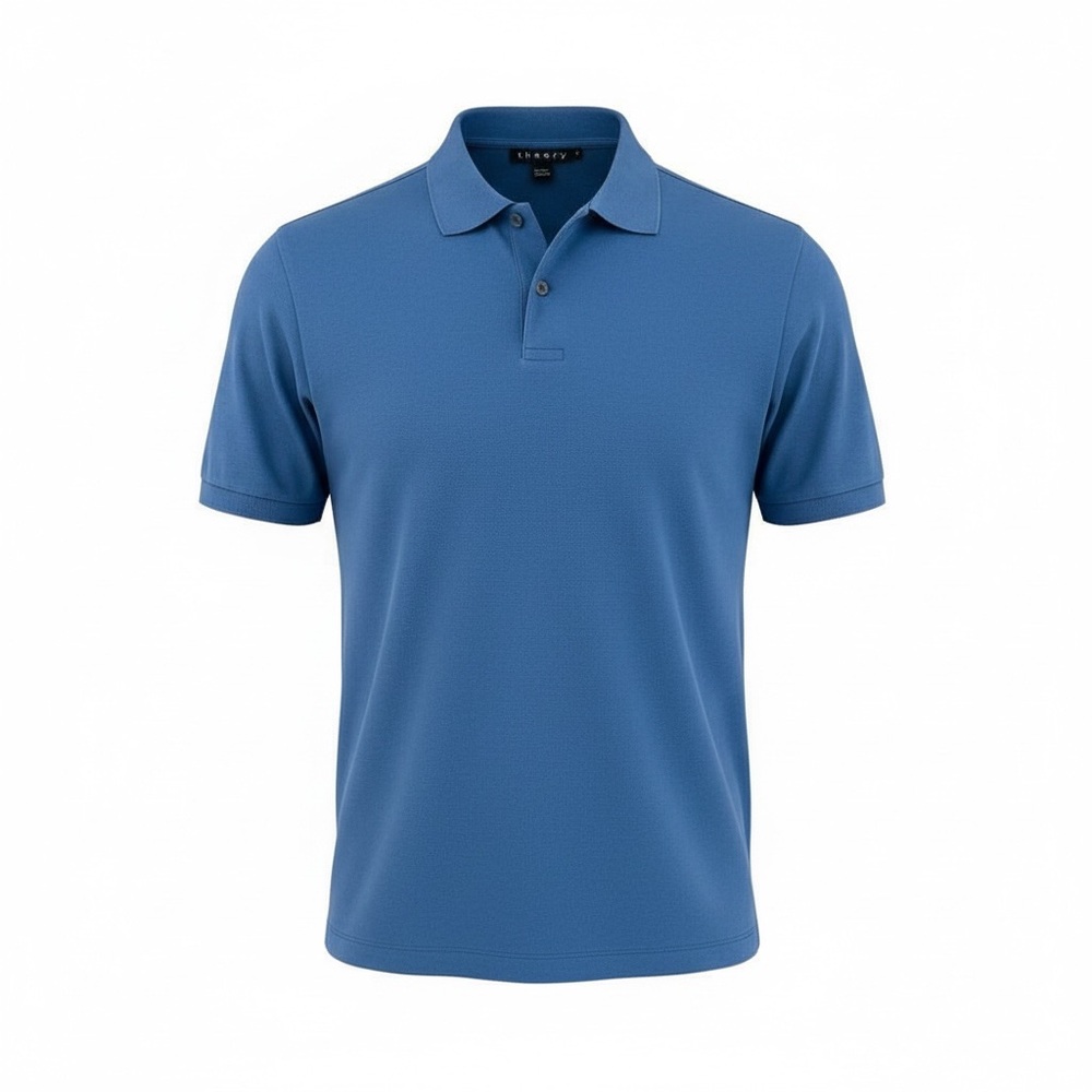 🔹 Theory Silk Blend Polo Shirt Blue Men’s Large